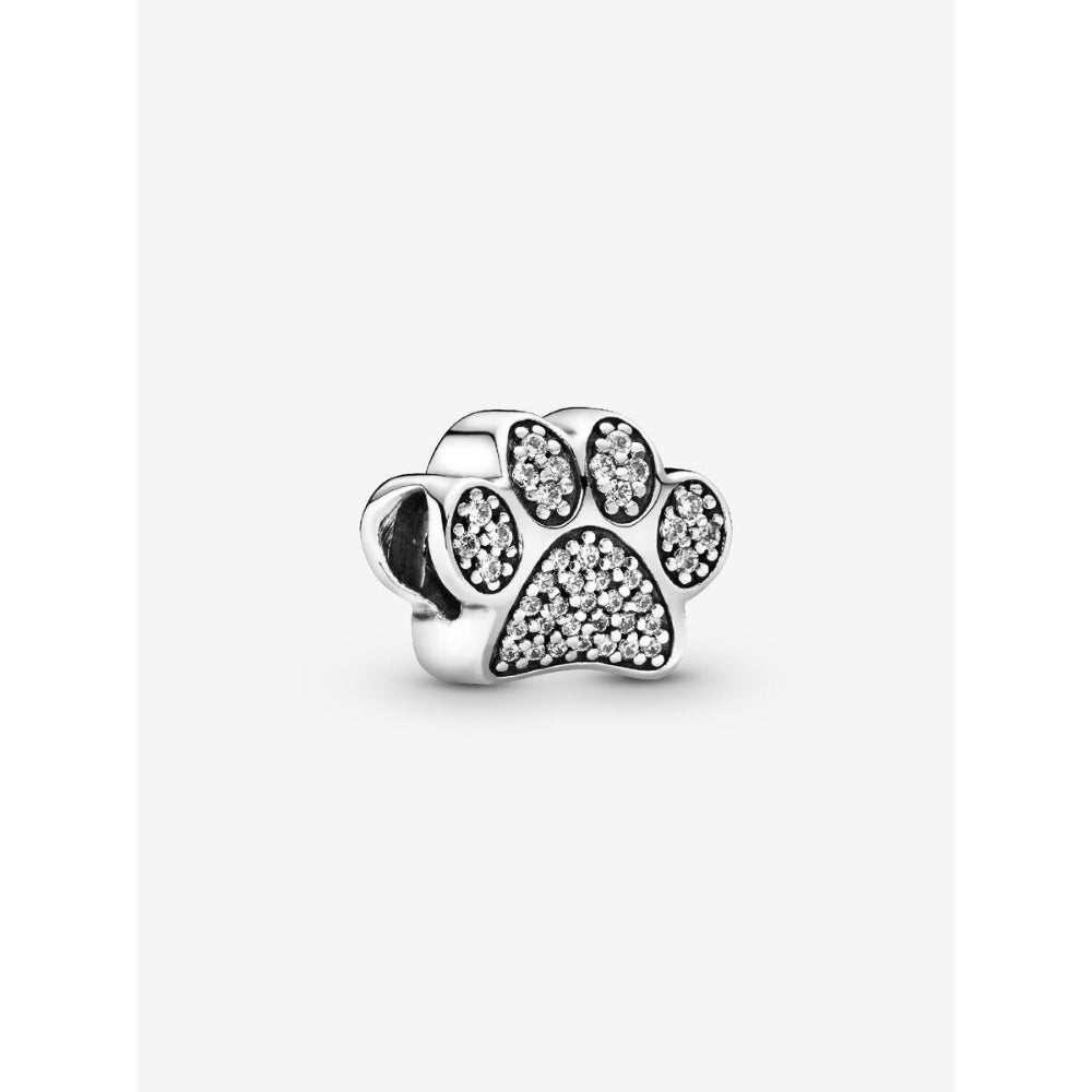 Pandora Sterling Silver Sparkling Paw Print Charm Image 1