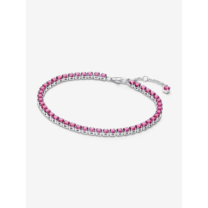 Pandora Sterling Silver Sparkling Pink Tennis Bracelet Image 1