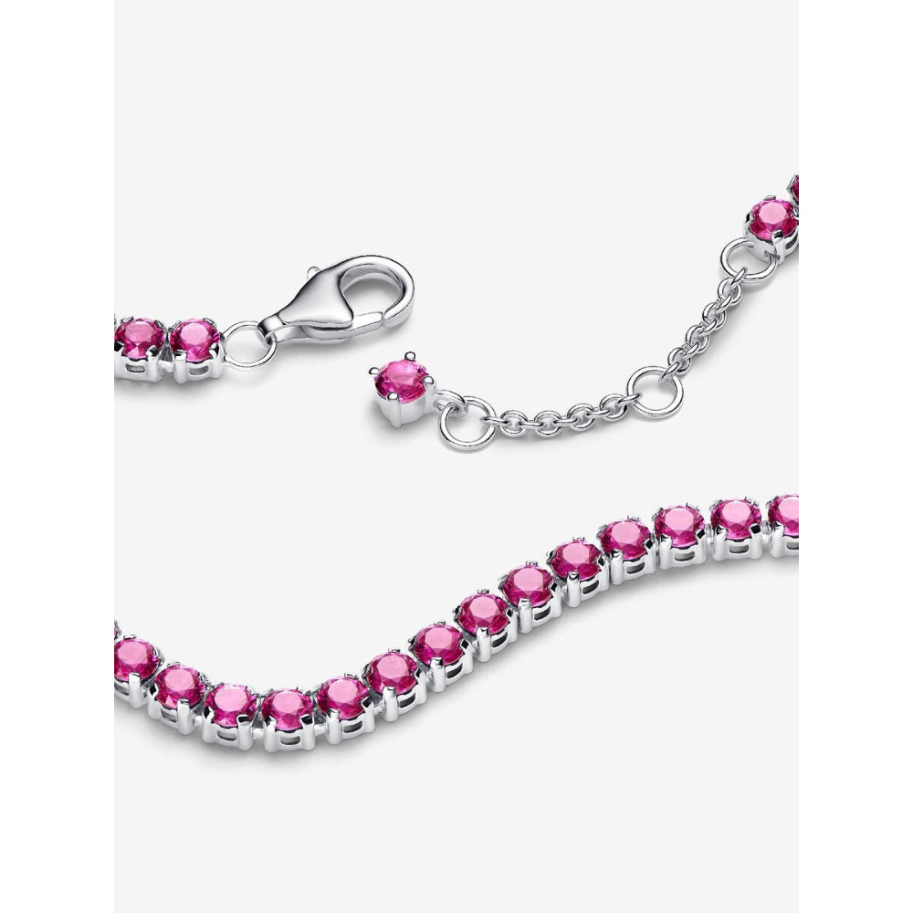 Pandora Sterling Silver Sparkling Pink Tennis Bracelet Image 4