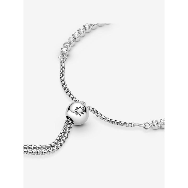 Pandora Sterling Silver Sparkling Slider Tennis Bracelet Image 4