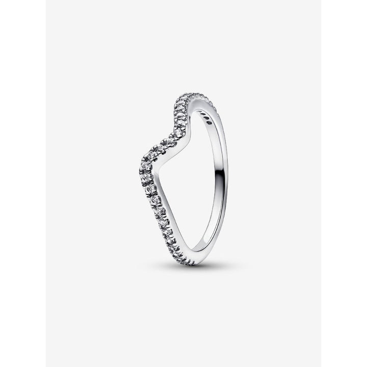 Pandora Sterling Silver Sparkling Wave Ring Image 1