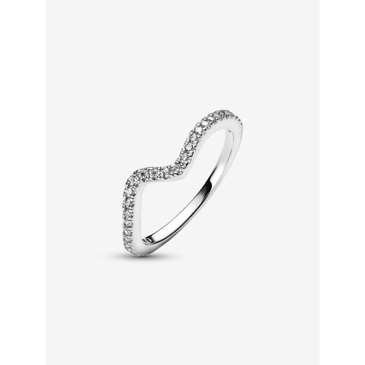Pandora Sterling Silver Sparkling Wave Ring Image 6