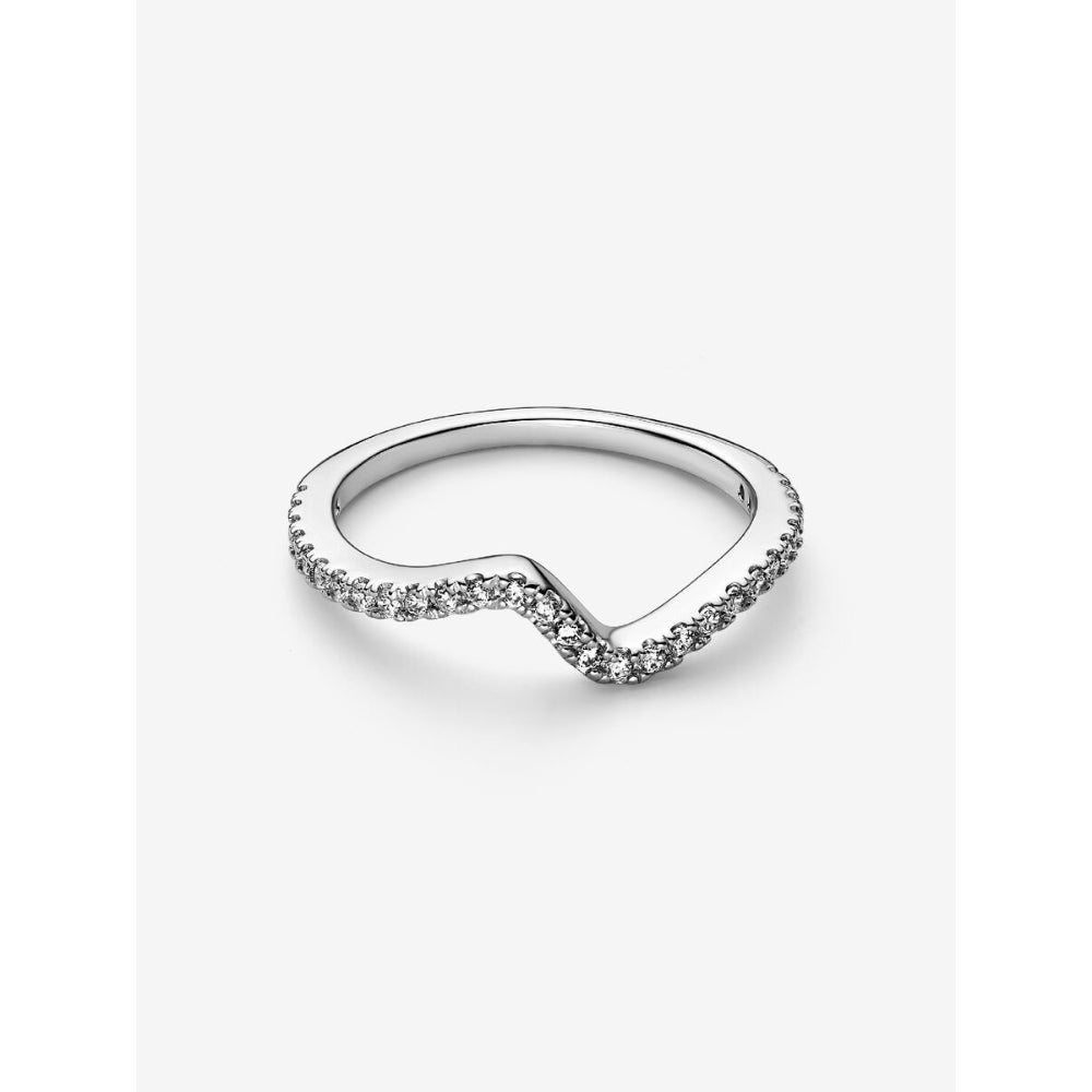 Pandora Sterling Silver Sparkling Wave Ring Image 7