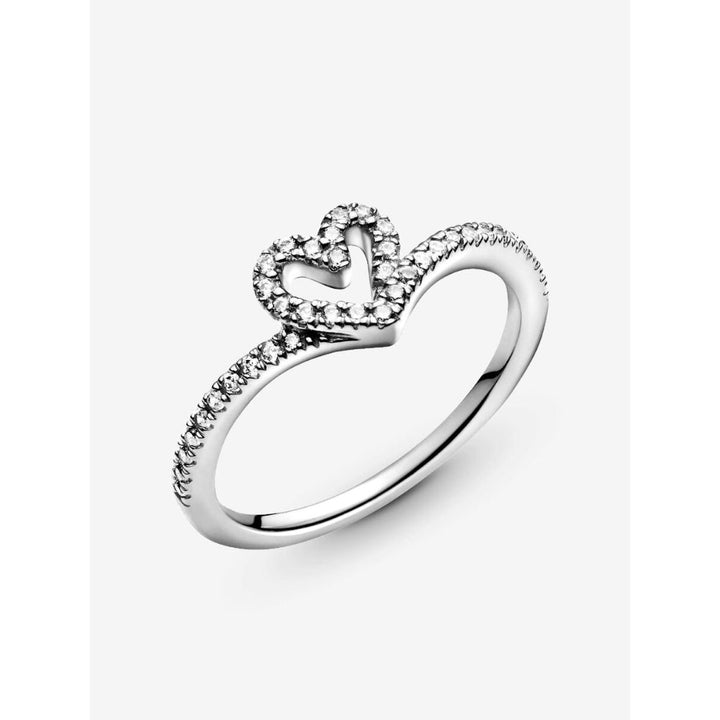 Pandora Sterling Silver Sparkling Wishbone Heart Ring Image 4