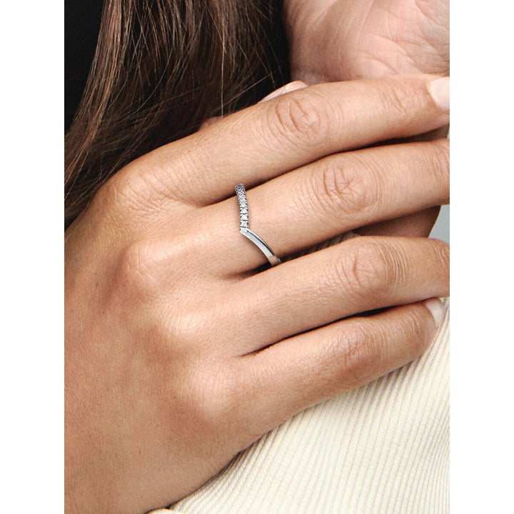 Pandora Sterling Silver Timeless Wish Half Sparkling Ring Image 2