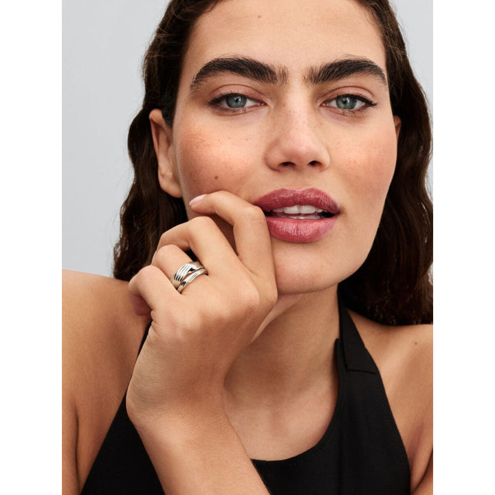 Pandora Sterling Silver Twisted Double Ring Image 3