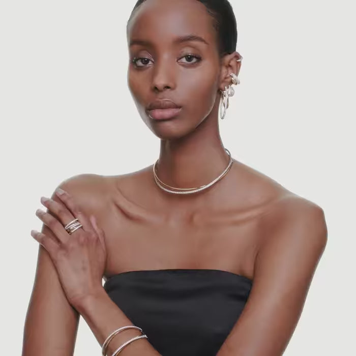 Swarovski Silver & Gold Hyperbola Hoop Earrings