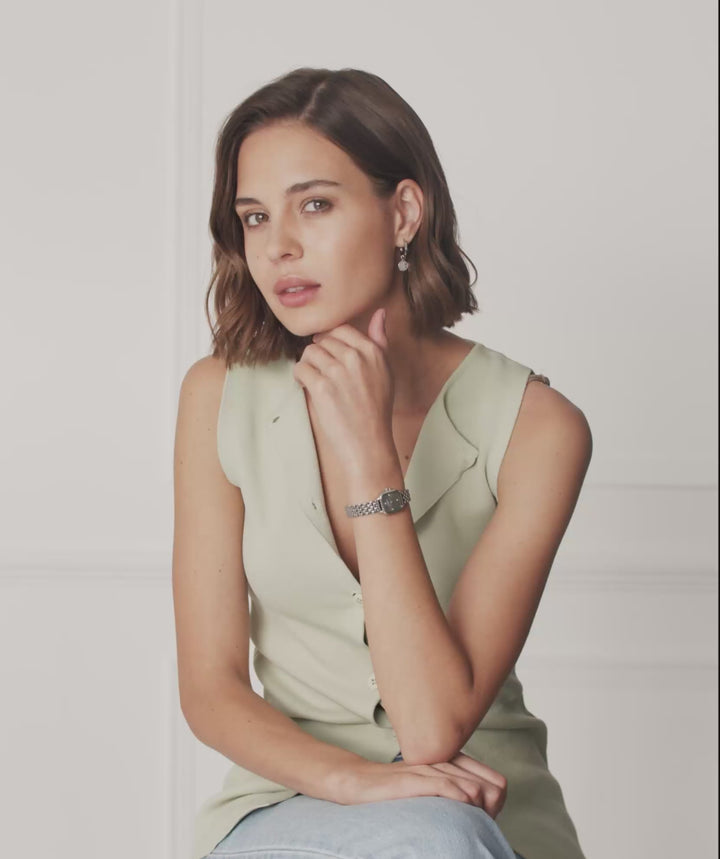Olivia Burton Silver Grosvenor Mini Sage Dial Watch
