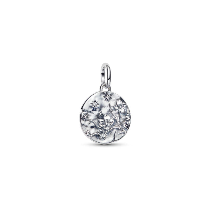 Sterling Silver Cherry Blossom Medallion with Clear Cubic Zirconia image