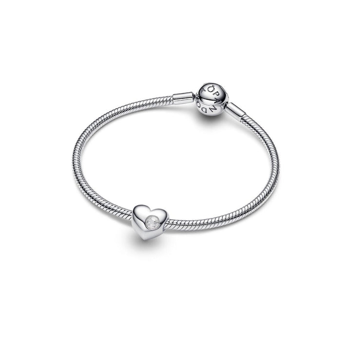 Sterling Silver Engravable Heart Clear Cubic Zirconia Charm image 5