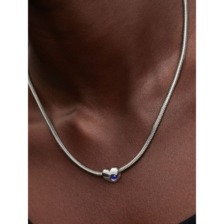 Sterling Silver Engravable Heart Princess Blue Crystal Charm image 1
