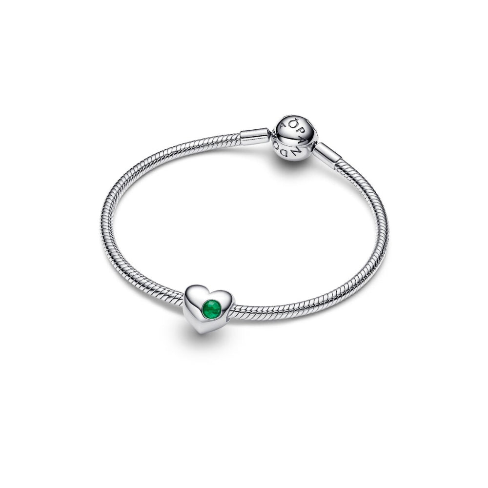 Sterling Silver Engravable Heart Royal Green Crystal Charm image 5