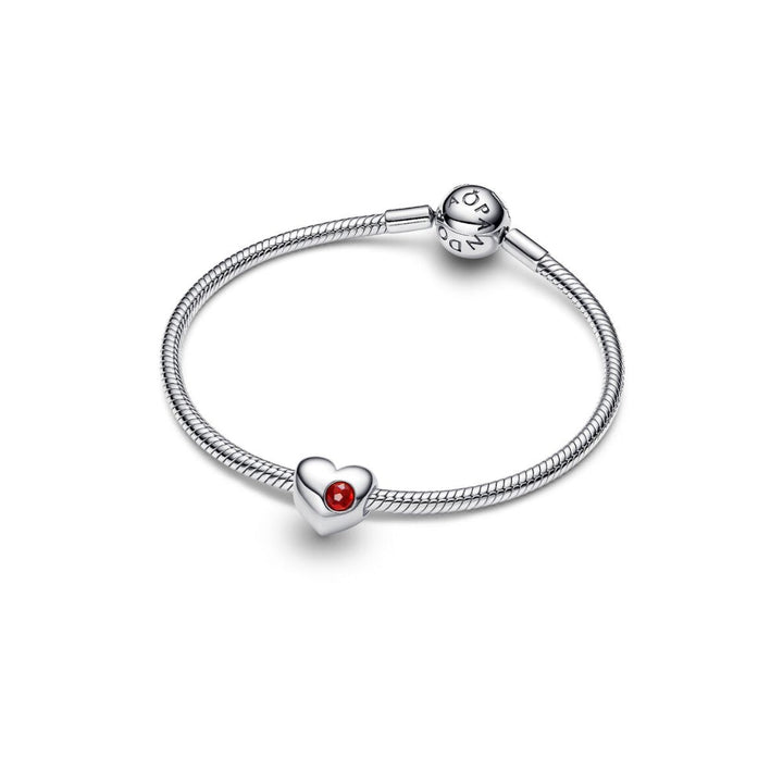 Sterling Silver Engravable Heart Salsa Red Crystal Charm image 5