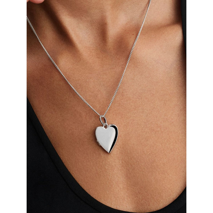Sterling Silver Engravable Openable Heart Magnet and Silvery Enamel Pendant Necklace image 1