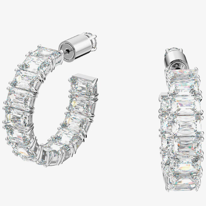 Swarovski Silver Matrix Octagon Cut Hoop Earrings - MococoSwarovski56126739009656126738Earrings