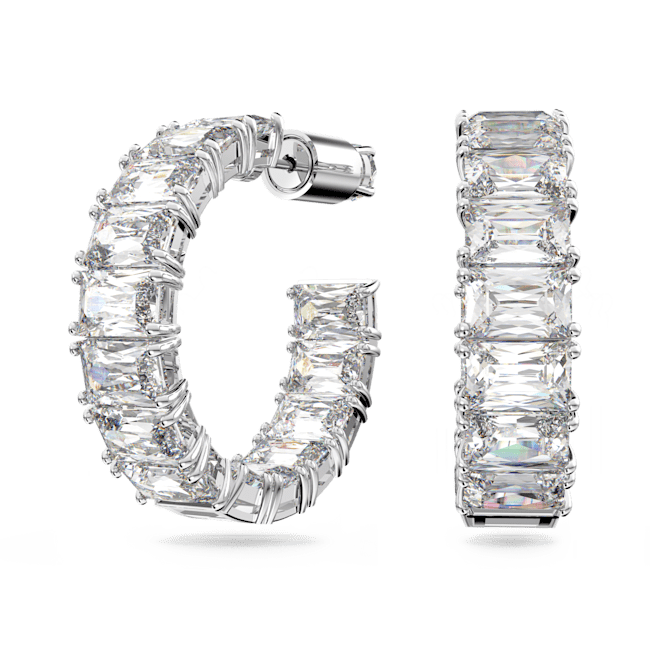 Swarovski Silver Matrix Octagon Cut Hoop Earrings - MococoSwarovski56126739009656126738Earrings