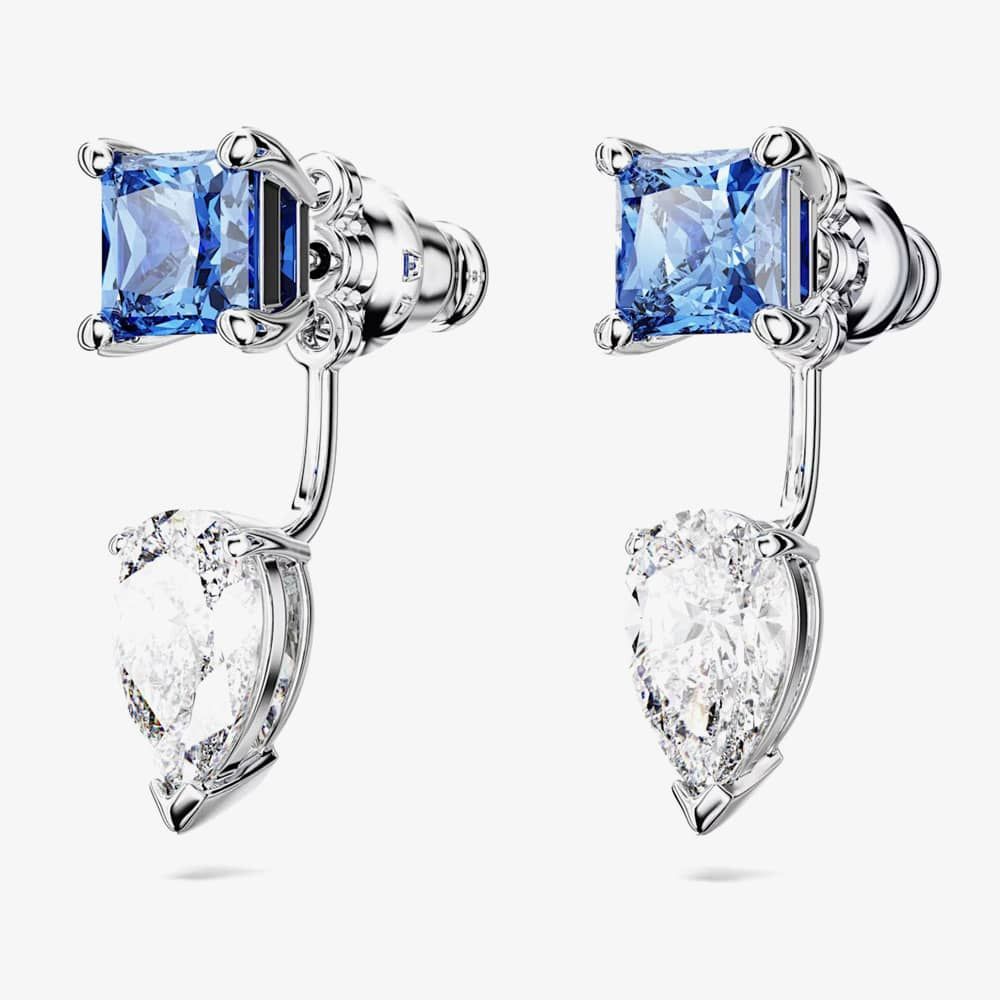 Swarovski Silver Mesmera Mixed Cut Blue Ear Jacket Earrings - MococoSwarovski56657679009656657676Earrings
