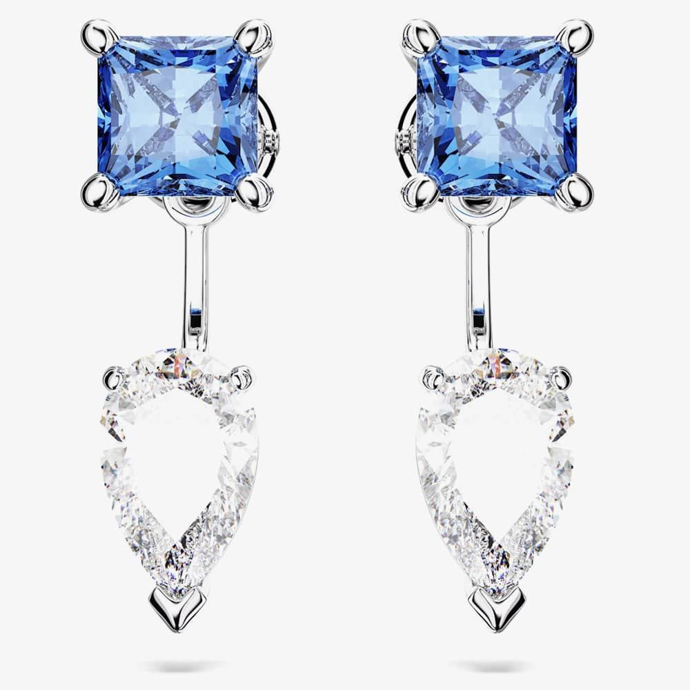 Swarovski Silver Mesmera Mixed Cut Blue Ear Jacket Earrings - MococoSwarovski56657679009656657676Earrings