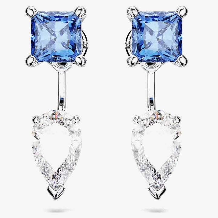 Swarovski Silver Mesmera Mixed Cut Blue Ear Jacket Earrings - MococoSwarovski56657679009656657676Earrings