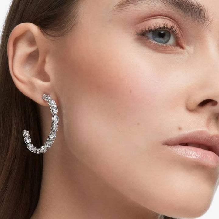 Swarovski Silver Mesmera Mixed Cut Hoop Earrings - MococoSwarovski56728349009656728345Earrings