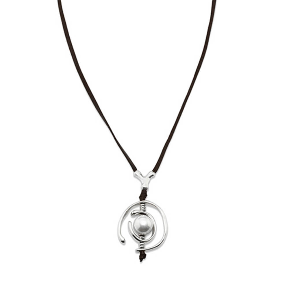 UNOde50 Silver Pearl Leather Necklace - MococoUNOde50COL0973BPLMAR0UNecklaces