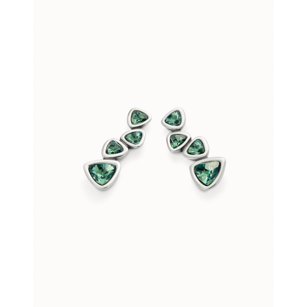 Unode50 Sterling Silver Green Crystals Drop Earrings image 2
