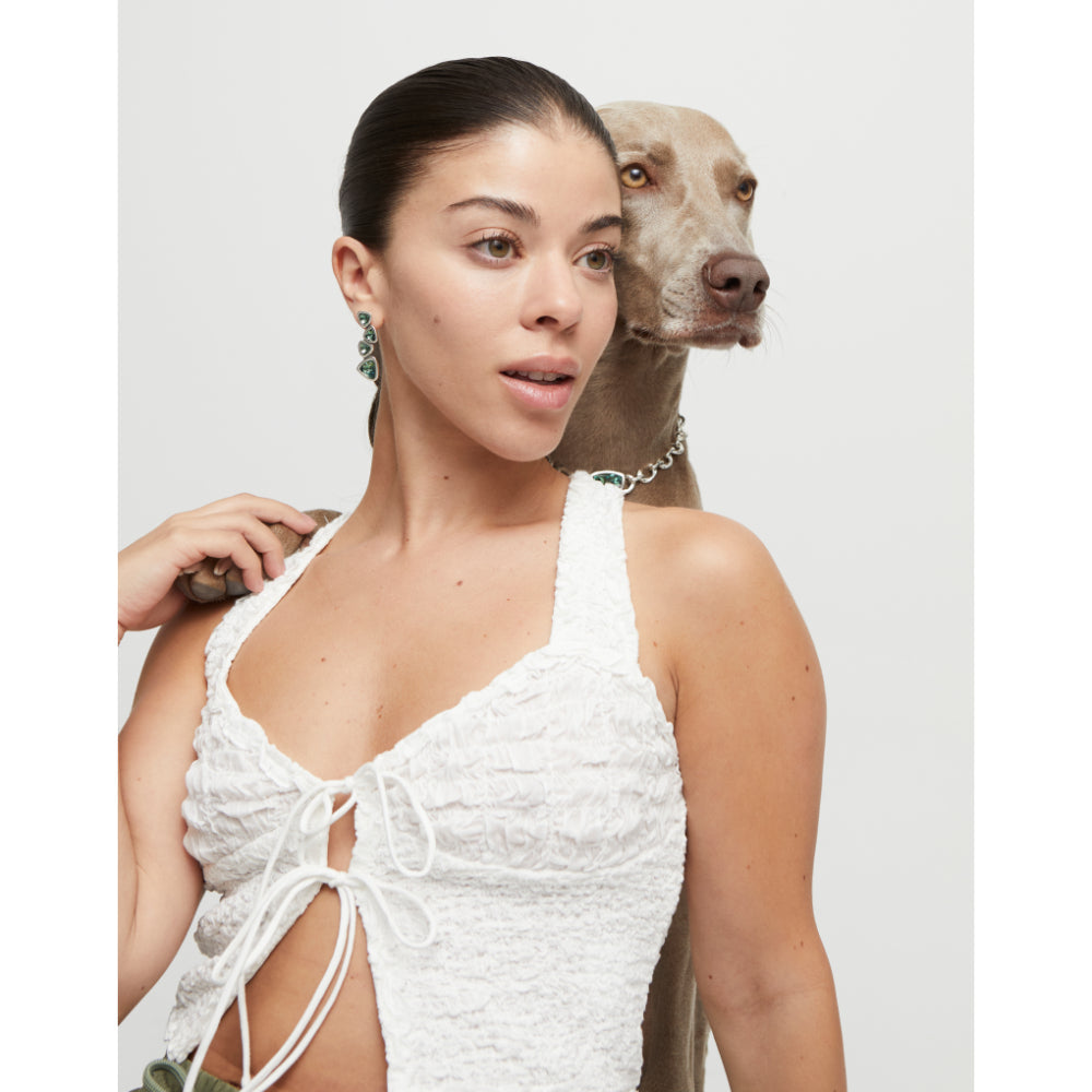 Unode50 Sterling Silver Green Crystals Drop Earrings image 3