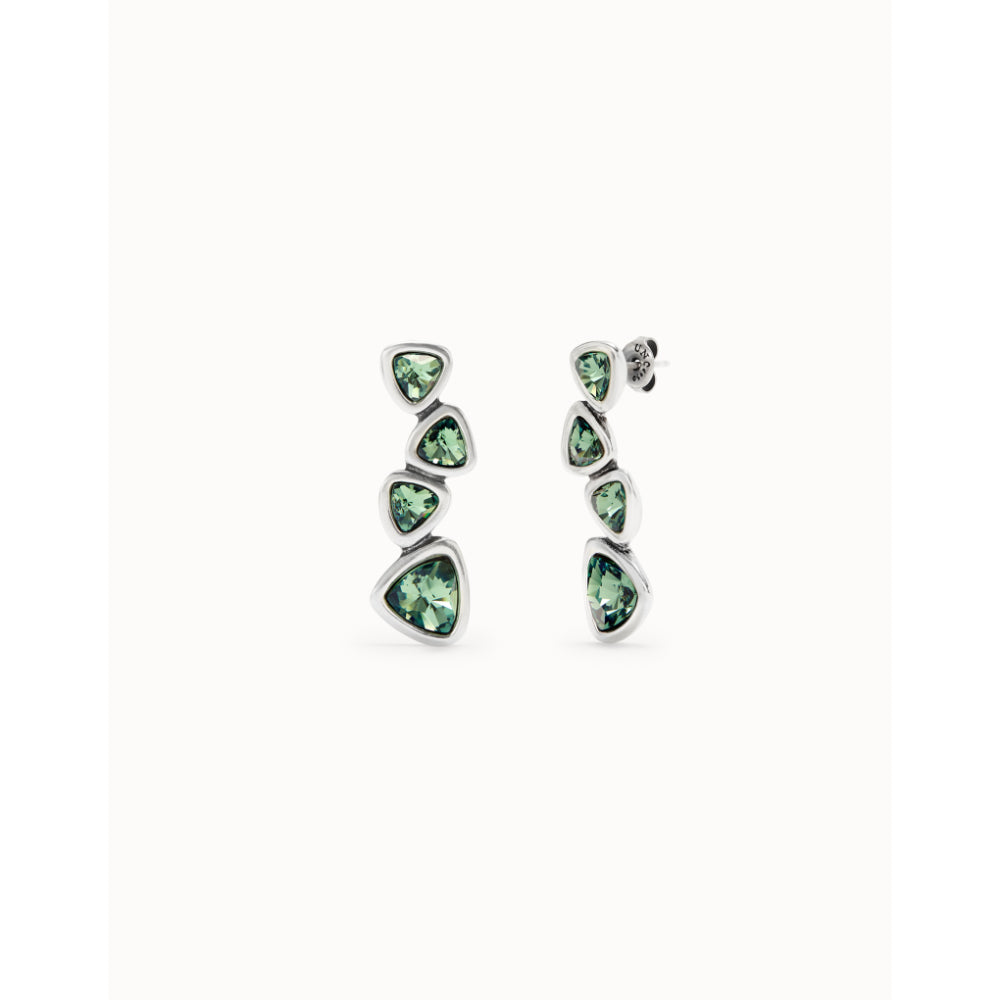 Unode50 Sterling Silver Green Crystals Drop Earrings image