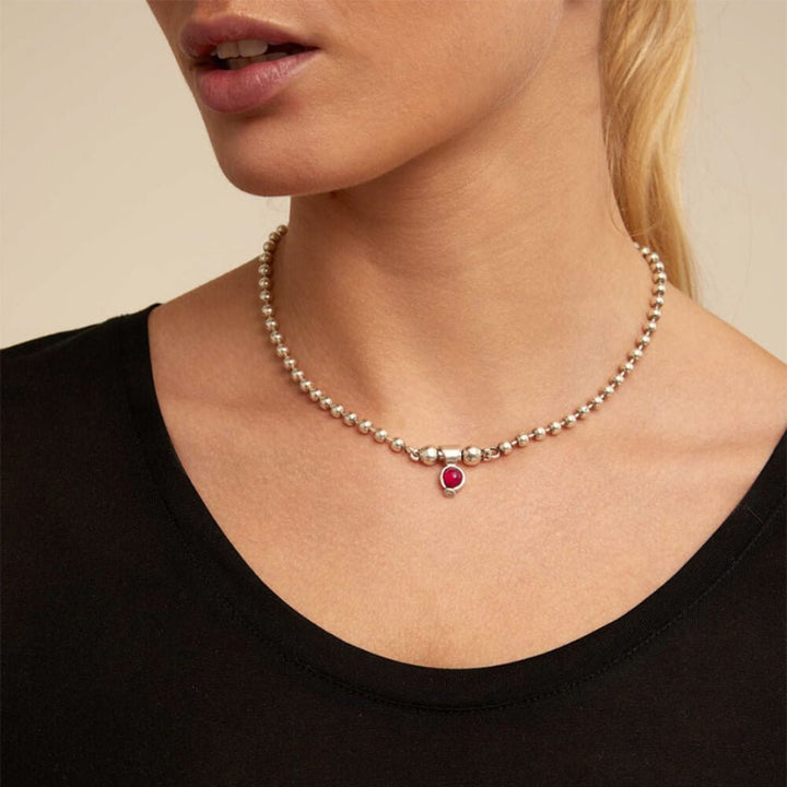 UNOde50 Sterling Silver - Plated Agate Stone Charm - MococoUNOde50CHA0136ROJMTL0UCharms