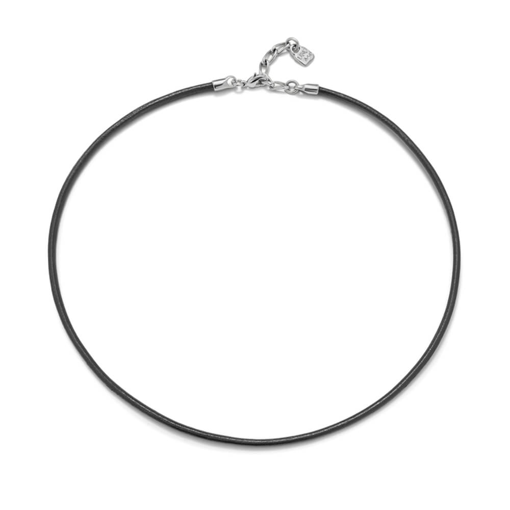 UNOde50 Sterling Silver - Plated Black Clasp Leather Necklace - MococoUNOde50COL1975MTL0000UNecklaces