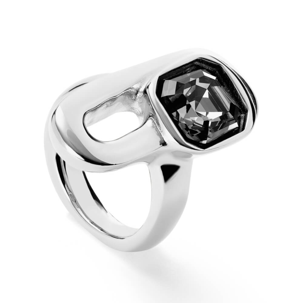 UNOde50 Sterling Silver - Plated Black Crystal Ring - MococoUNOde50ANI0841NGRMTL12Rings
