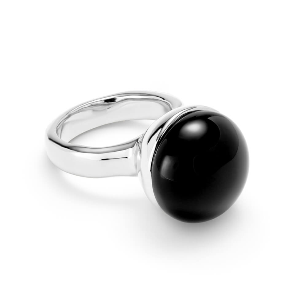 UNOde50 Sterling Silver - Plated Black Murano Glass Ring - MococoUNOde50ANI0845NGRMTL12Rings