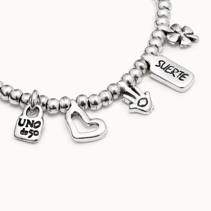 UNOde50 Sterling Silver - Plated Bracelet With Heart Clover And Hand Charm - MococoUNOde50PUL1855MTL000Bracelet