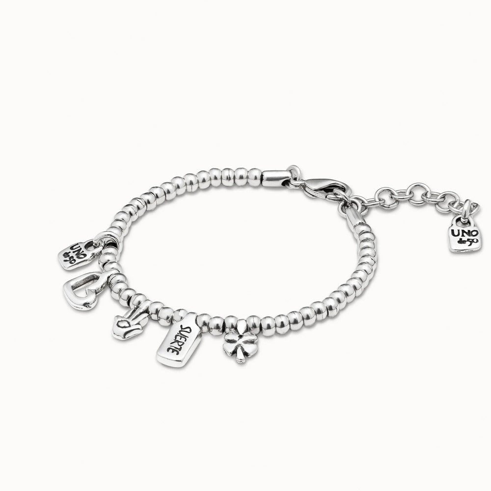 UNOde50 Sterling Silver - Plated Bracelet With Heart Clover And Hand Charm - MococoUNOde50PUL1855MTL000Bracelet
