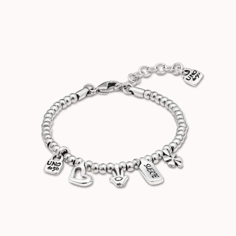 UNOde50 Sterling Silver - Plated Bracelet With Heart Clover And Hand Charm - MococoUNOde50PUL1855MTL000Bracelet