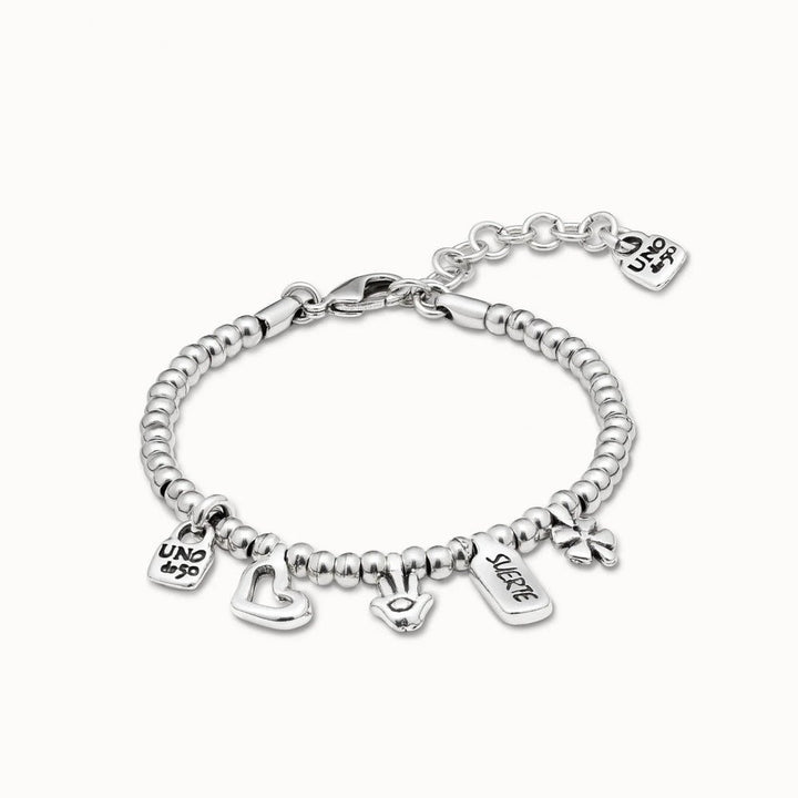 UNOde50 Sterling Silver - Plated Bracelet With Heart Clover And Hand Charm - MococoUNOde50PUL1855MTL000Bracelet