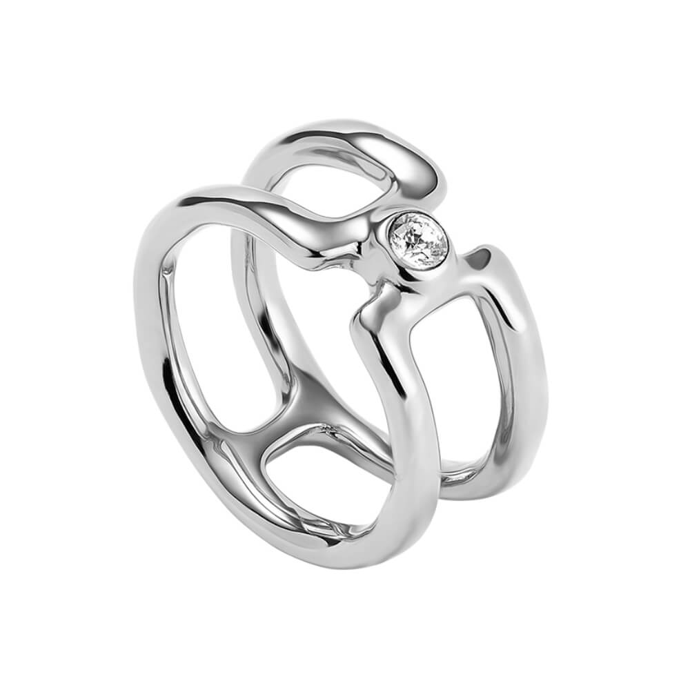 UNOde50 Sterling Silver - Plated Double White Topaz Ring - MococoUNOde50ANI0816BLNMTL12Rings
