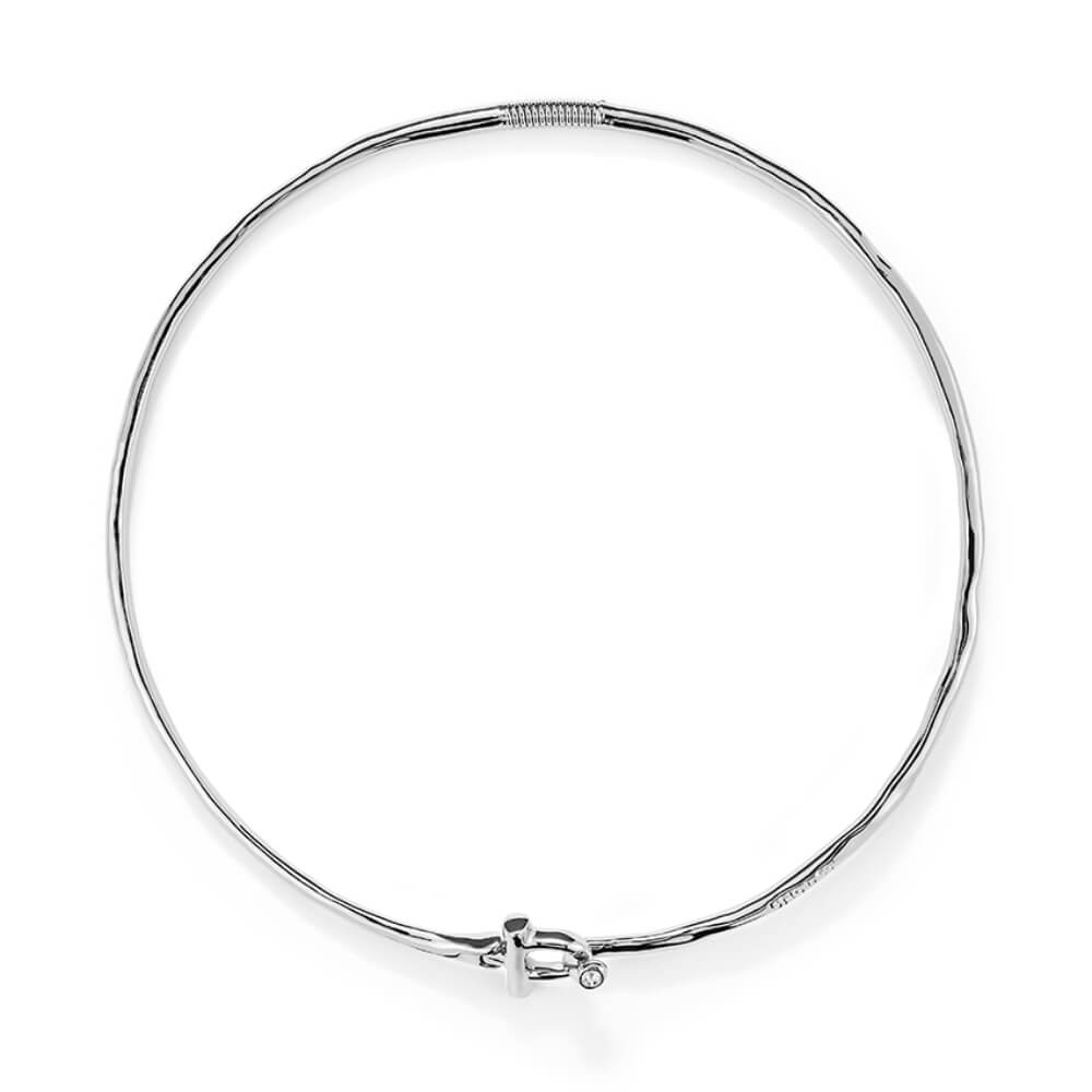 UNOde50 Sterling Silver - Plated Front Clasp and White Topaz Rigid Necklace - MococoUNOde50COL1938BLNMTL0LNecklaces