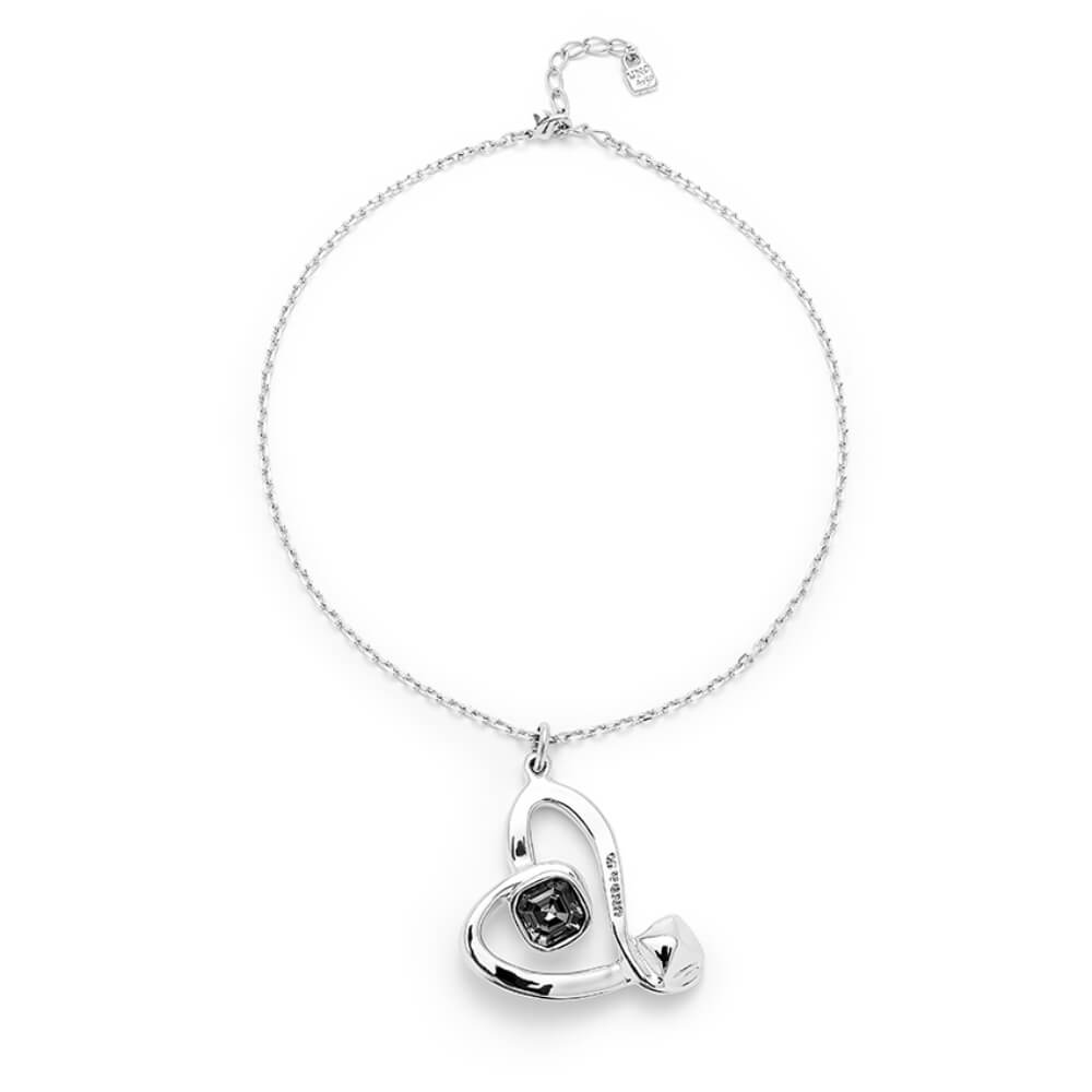 UNOde50 Sterling Silver - Plated Heart with Black Crystal Midsize Pendant - MococoUNOde50COL1989NGRMTL0UNecklaces
