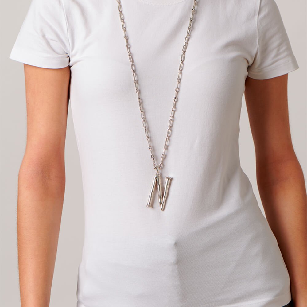 UNOde50 Sterling Silver - Plated Letter N Pendant - MococoUNOde50CHA0014MTL0000UCharms