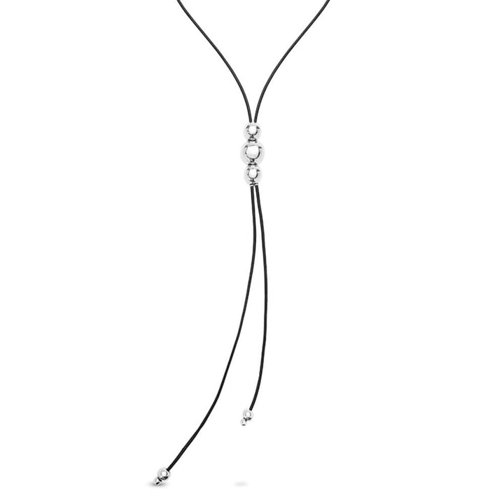 UNOde50 Sterling Silver - Plated Long Three Central Beaded Leather Pendant - MococoUNOde50COL1998MARMTL0UNecklaces