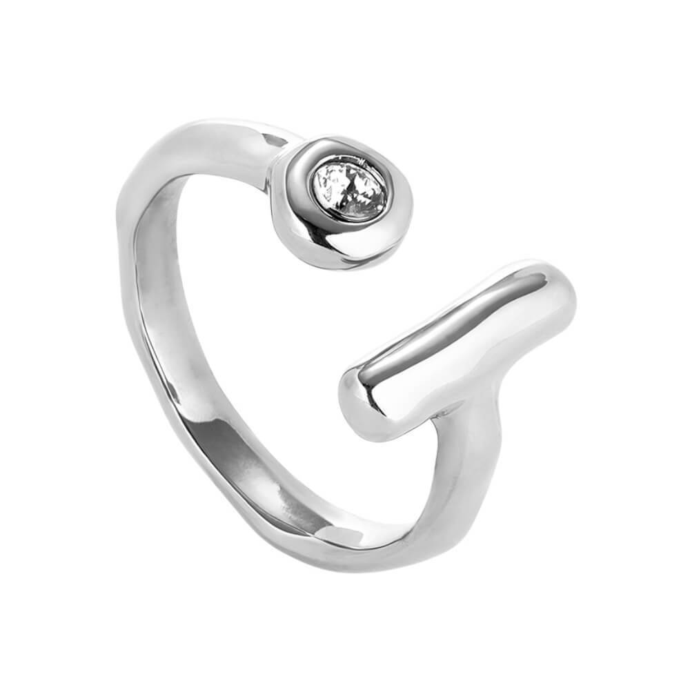 UNOde50 Sterling Silver - Plated Open White Topaz Ring - MococoUNOde50ANI0817BLNMTL12Rings