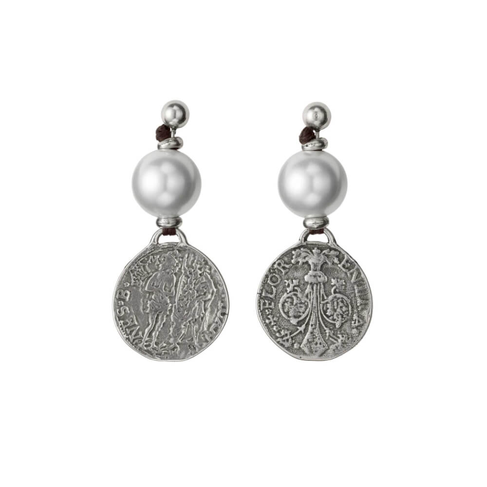 UNOde50 Sterling Silver - Plated Pearl Leather Earrings - MococoUNOde50PEN0247PLEarrings
