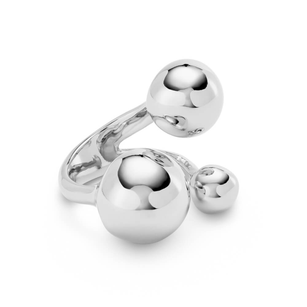 UNOde50 Sterling Silver - Plated Three Bubble - Shaped Beads of Different Sizes Ring - MococoUNOde50ANI0843MTL00012Rings