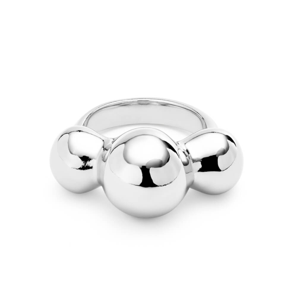 UNOde50 Sterling Silver - Plated Three Central Beads Ring - MococoUNOde50ANI0844MTL00012Rings