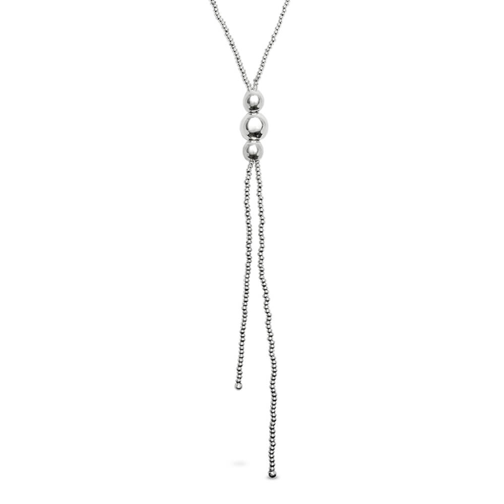 UNOde50 Sterling Silver - Plated Three Larger Central Beaded Long Pendant - MococoUNOde50COL2010MTL0000UNecklaces