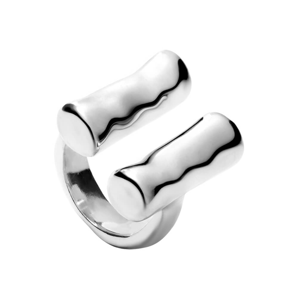UNOde50 Sterling Silver - Plated Two Vertical Tubes Ring - MococoUNOde50ANI0813MTL00012Rings