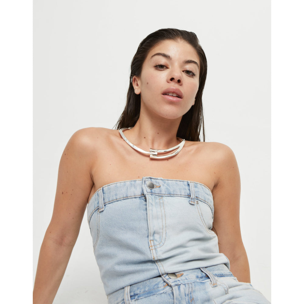 Unode50 Sterling Silver Sculpted Choker Necklace image 1