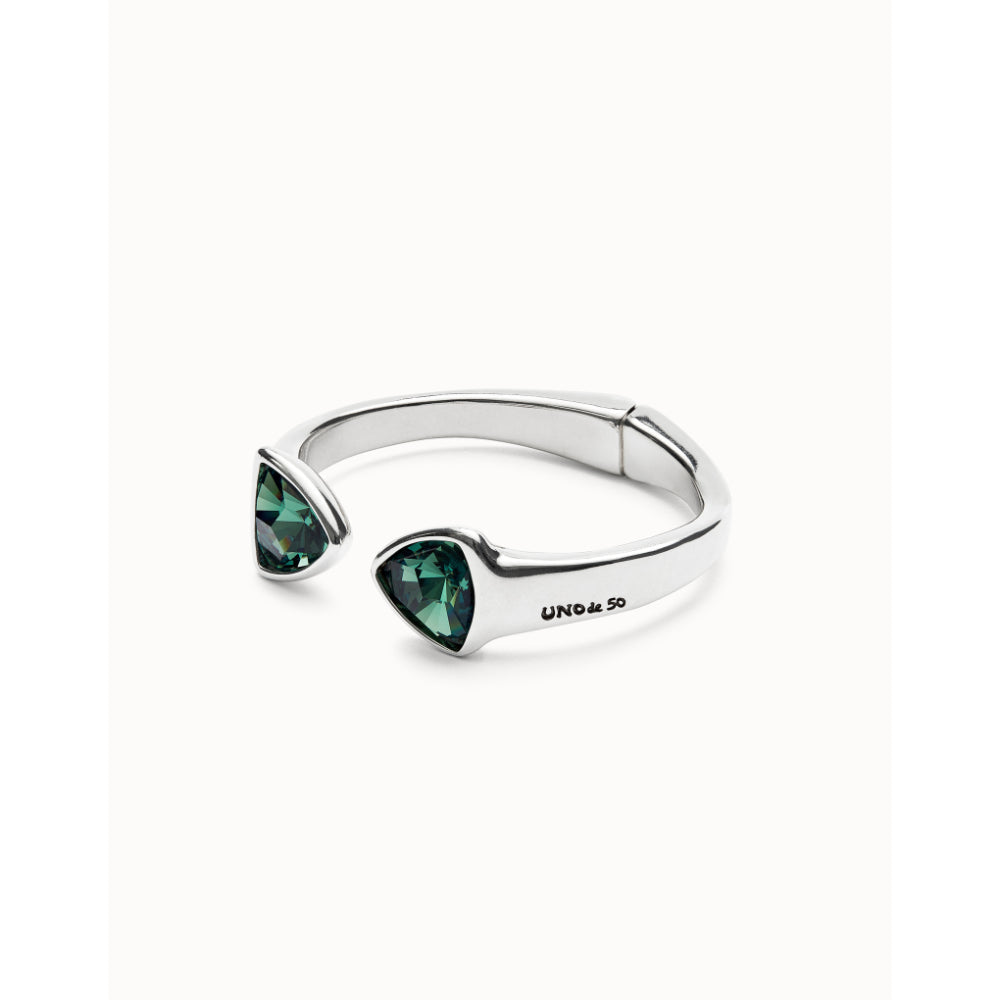 Unode50 Sterling Silver Two Multicolored Crystals Bangle Bracelet image 2