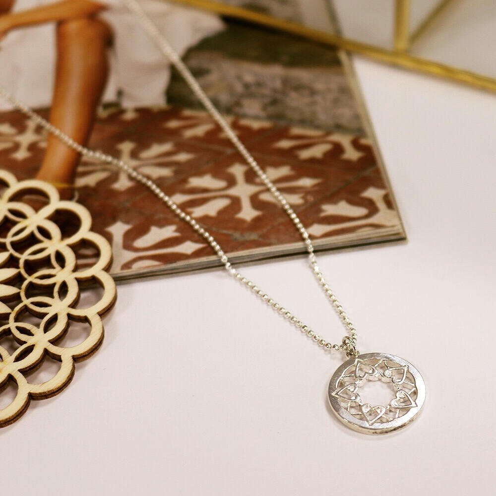 ChloBo Silver Diamond Cut Chain with Heart Mandala Necklace - MococoChloBoSCDC14685060441653635Necklaces